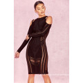 Long Sleeve Dress Black Lace Bandage Dress